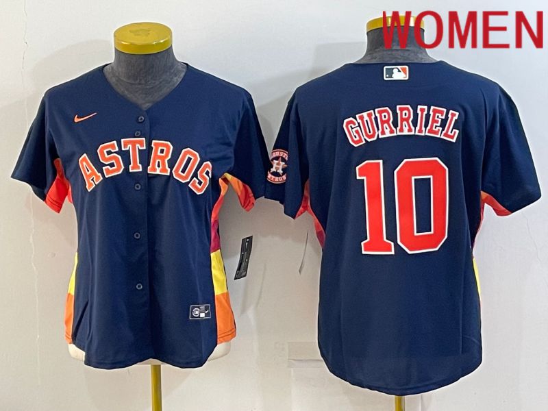 Women Houston Astros 10 Gurriel Blue Game Nike 2022 MLB Jerseys